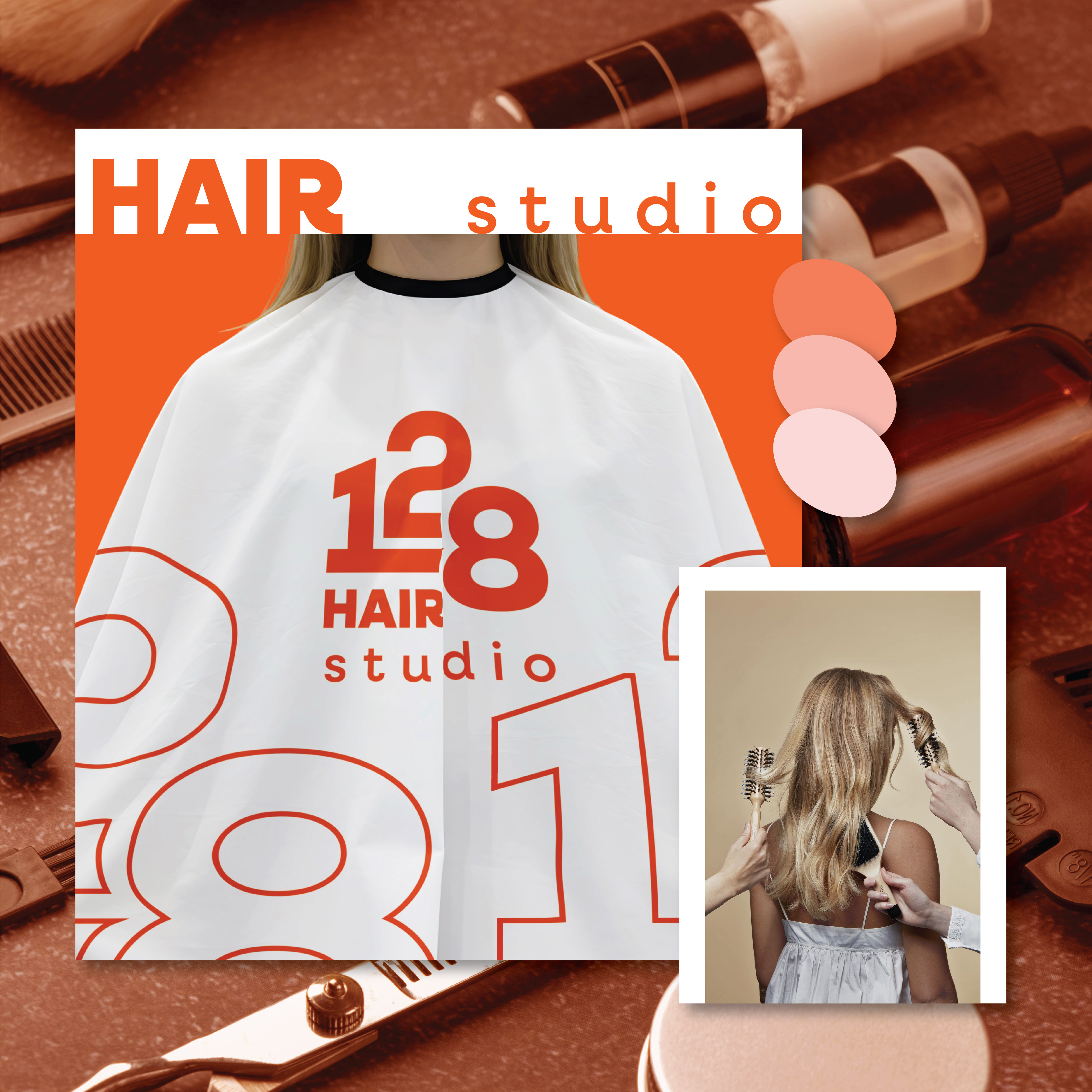 128 HAIR STUDIO BRAND IDENTITY branding design graphic design illustration logo logo design vector