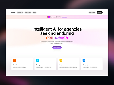 AI SaaS Hero Section Design agency platform ai ai automation ai website clean web design hero section landing page product design saas saas design tech website ui ux design web app web design website design wingly