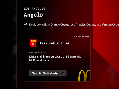 Home Plate Deals 2026 Deals Modal Continued Work-in-Progress angels app baseball deal deals food free fries gradient home ios location los angeles mcdonalds mlb plate southern california ui ux web