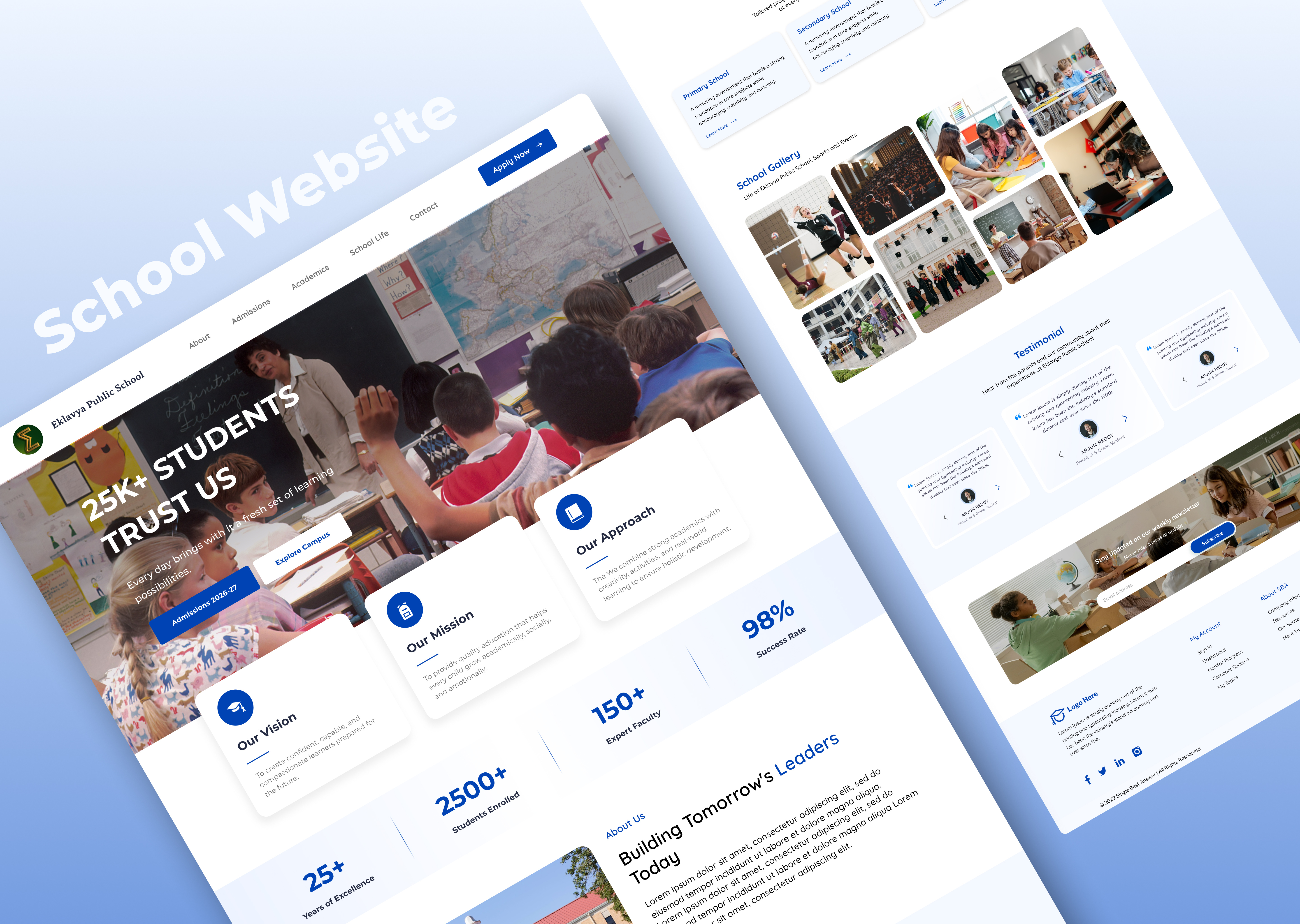 School Website Design blue college website landing page school website ui ui design uiux ux website design