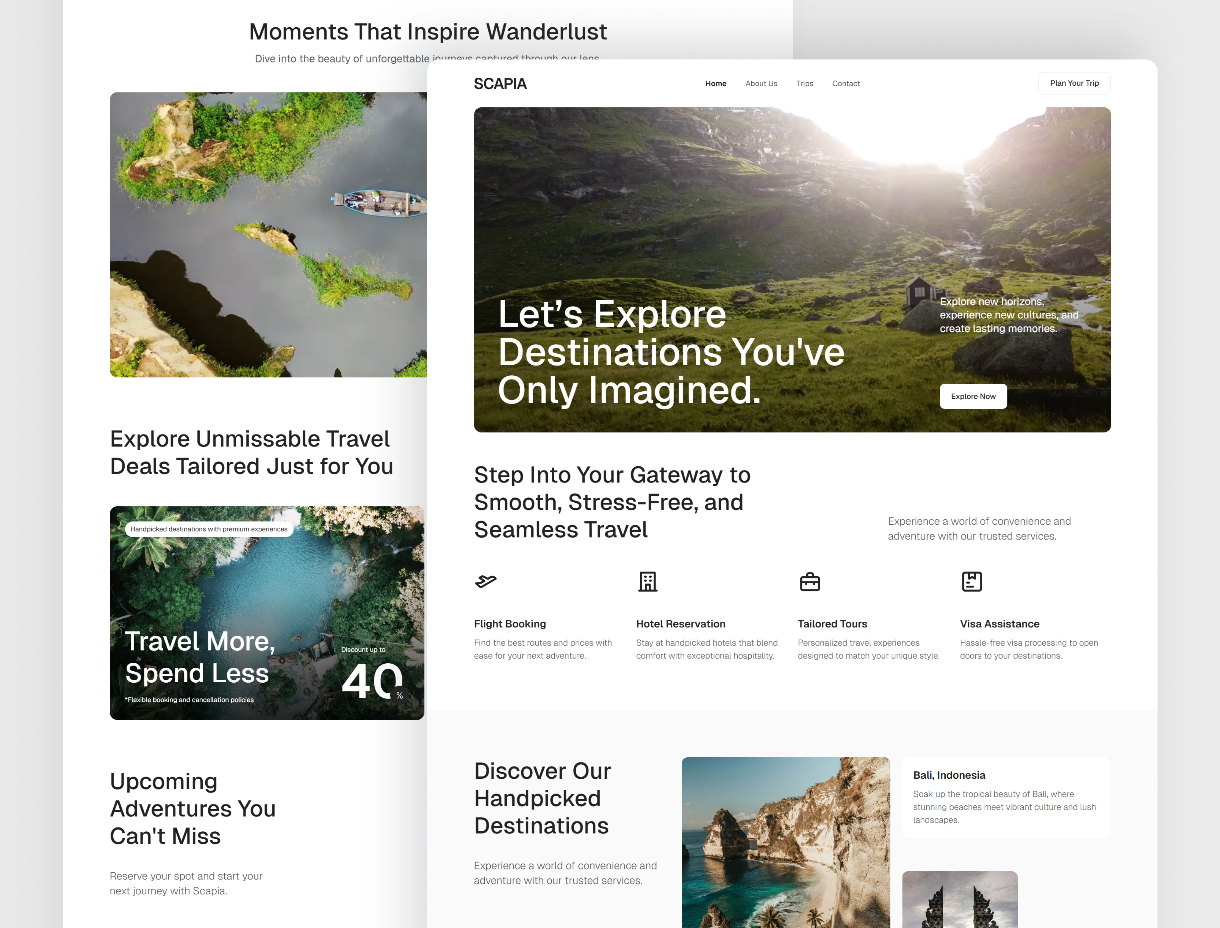 Scapia Homepage – Travel Agency Webflow adventure travel digital design homepage modern website no code responsive tour package travel agency travel website ui design ui inspiration ui showcase ui trends uiux ux design vacation web design webflow