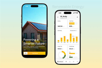 Renewable Energy Mobile App Design app design battery clean energy eco friendly electricity energy environment green energy mobile app design mobile design power renewable renewable energy smart home solar solar energy solar panel solar power solar system sustainable