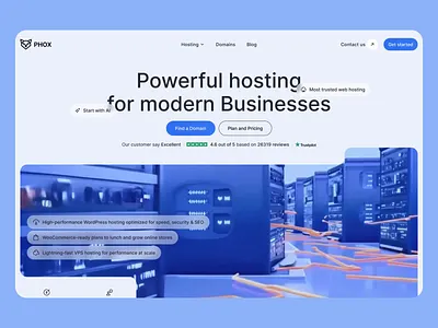 Hosting Website Design animation business website cloud hosting creative design domain domain sale glass effect hosting hosting sale hosting website landing page powerful hosting ui ux video vps web design