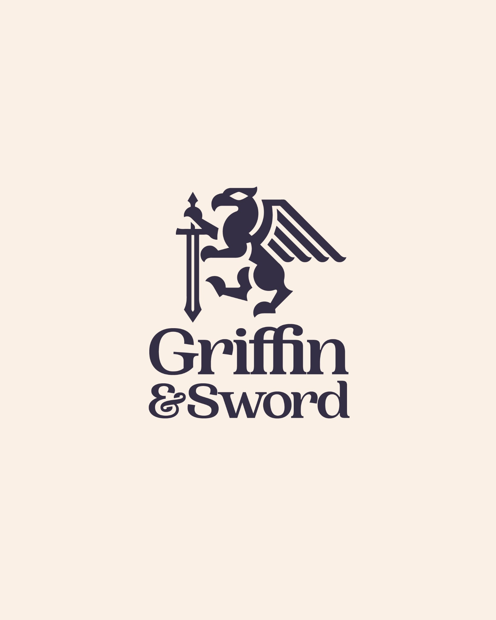Griffin Sword Exclusive Logo Design for Sale by Anhdodes anhdodes beast branding creature design eagle emblem griffin heraldry icon lion logo logo design logomark mythical symbol