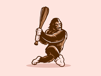 BigFoot baseball bat bigfoot design foot illustration logo mascot primal pé grande sport sportlogo vector art