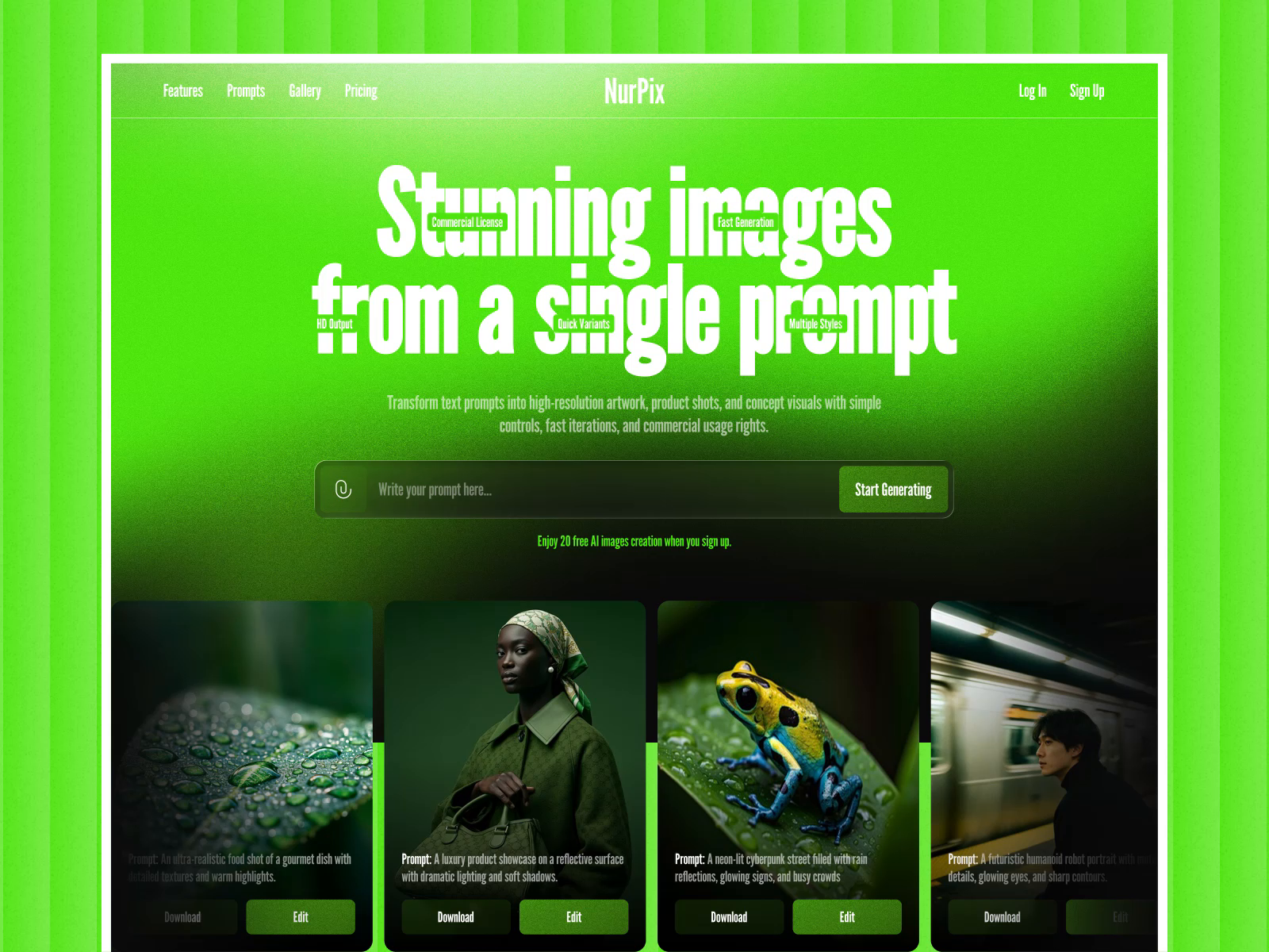 Example of Minimal Landing Page Design