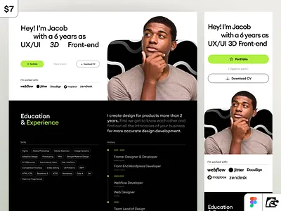 Modern Portfolio Landing page Template (Figma Only) animation design figma freelance freelancer landing personal portfolio portfolio template ui ui kit uxui web website