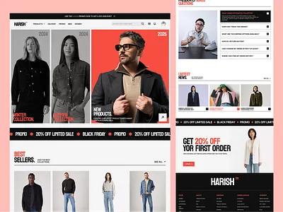 Harish - Fashion E Commerce Website 3d animation branding design e commerce e commerce website fashion fashion e commerce website figma graphic design illustration landing page logo ui uiux ux web design