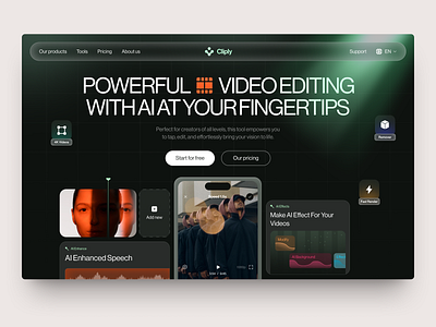 UI-UX for AI-Powered Video Editing design interface product service startup ui uiux ux web website
