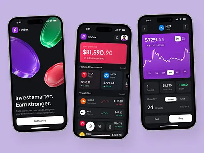 Fintech Investment Portfolio Mobile App app design application design dashboard data visualization financial app fintech investment app mobile mobile app design mobile ui modern app ui popular ui design ui ux