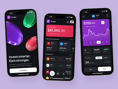 Fintech Investment Portfolio Mobile App app design application design dashboard data visualization financial app fintech investment app mobile mobile app design mobile ui modern app ui popular ui design ui ux