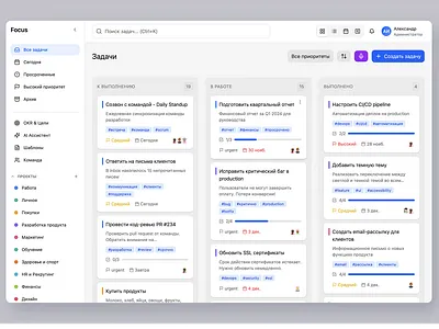 Focus - task manager design product ui ux
