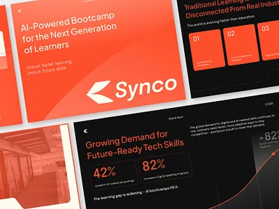 Synco - Digital Education App Investor Pitch Presentation Deck branding chart data data visualization deck education app graphic design infographic learning platform minimalist modern online course pitch pitch deck powerpoint presentation presentation design product design professional slide deck