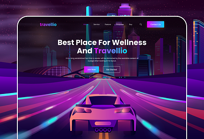 Travellio Service Website Header app app design design landing page landing page design mobile mobile app mobile app design nft nftos nfts travel travel landing page travelling travello ui ux web web design website design