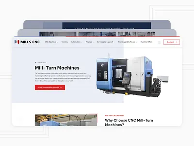 Mills CNC design homepage design navigation ui ux web design