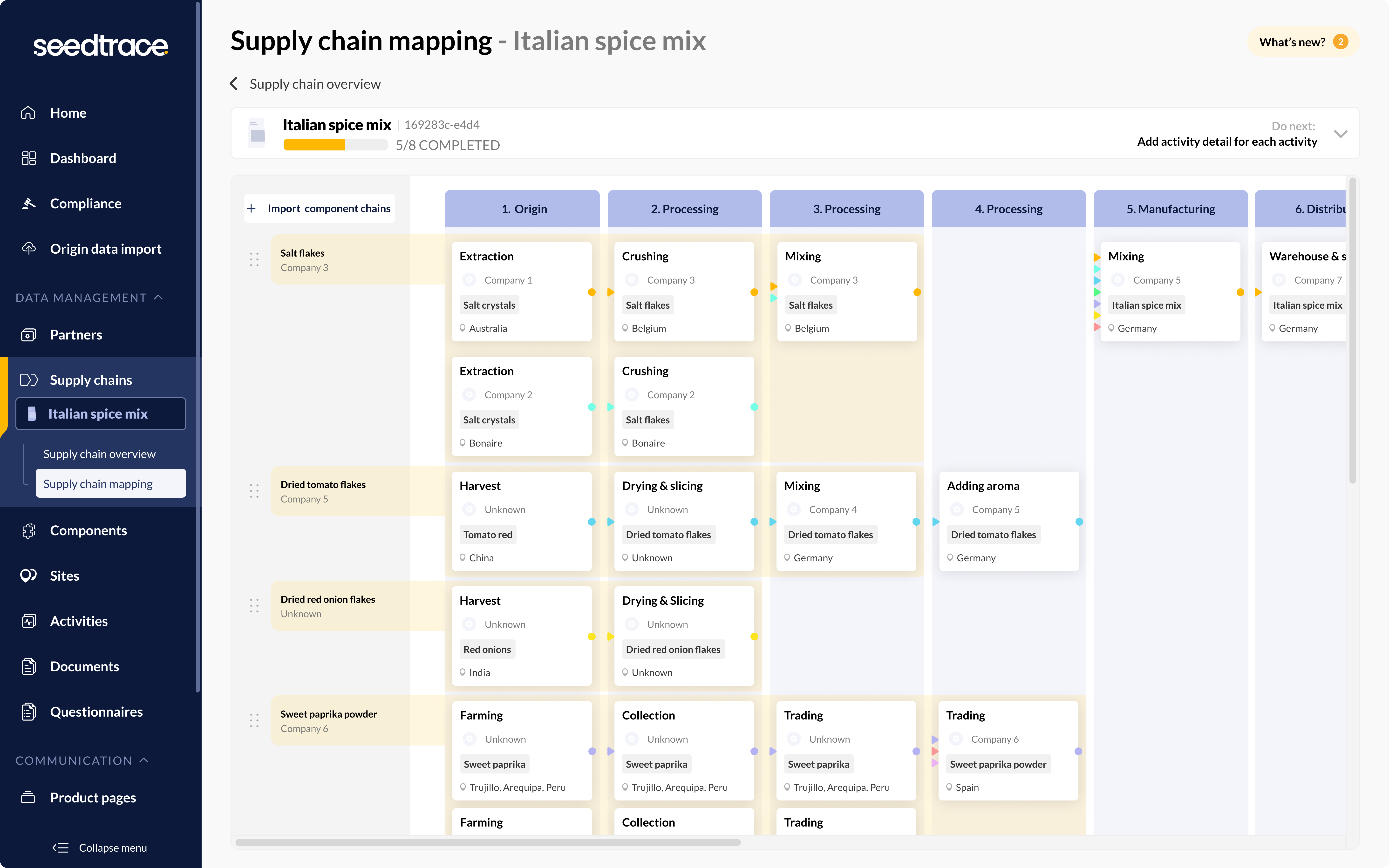 Supply chain mapping app b2b design grid mapping platform supply chain ui web