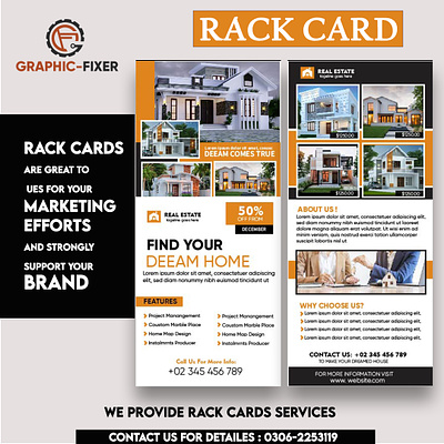 Business RACK CARD add black brand branding burcher business dream hoom flyer graphic design housing insta post marketing rack card real estate social media post typography web