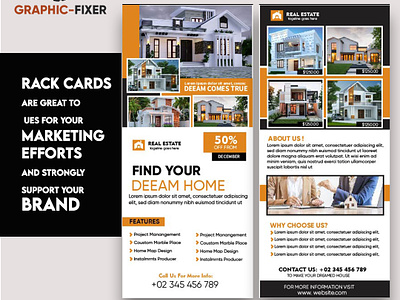 Business RACK CARD add black brand branding burcher business dream hoom flyer graphic design housing insta post marketing rack card real estate social media post typography web