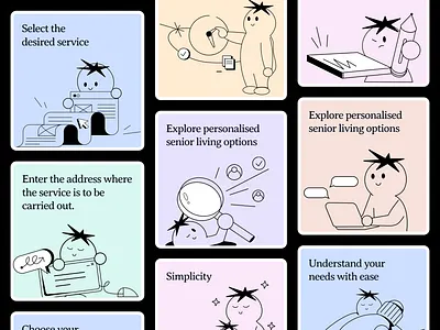 illustrated character set for app character designs design graphic design human character designs illuminz illustration motion graphics website graphics