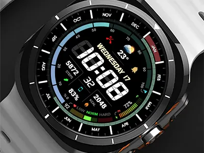 WFP 321 Digital Watch Face branding design galaxy watch graphic design illustration modern samsung ui watch face wear os