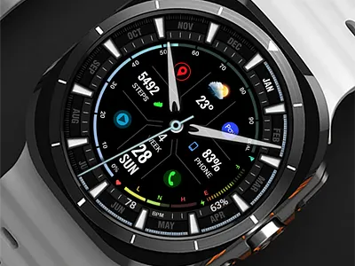 WFP 323 Analog Watch Face branding design galaxy watch graphic design illustration modern samsung ui watch face wear os