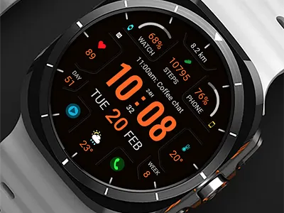 WFP 324 Digital watch face branding design galaxy watch graphic design illustration logo modern samsung ui watch face wear os