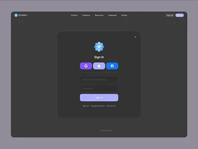 Sign In - Made with SnowUI dashboard ui kit