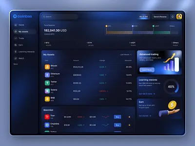Crypto Wallet Assets page crypto asset management page crypto asset overview dashboard crypto wallet assets dashboard crypto wallet balance dashboard crypto wallet holdings page crypto wallet portfolio screen digital asset portfolio overview web design web3 wallet assets interface web3 wallet portfolio uiux