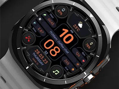 WFP 332 Futuristic watch face branding design galaxy watch graphic design illustration modern samsung ui watch face