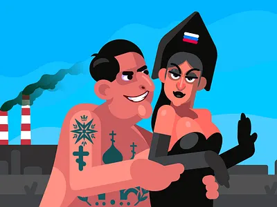 Russian vibe. Inspired by the paintings of Alexandra Zheleznova cartoon character design digital drawing graphic design illustration painting suggestive vector