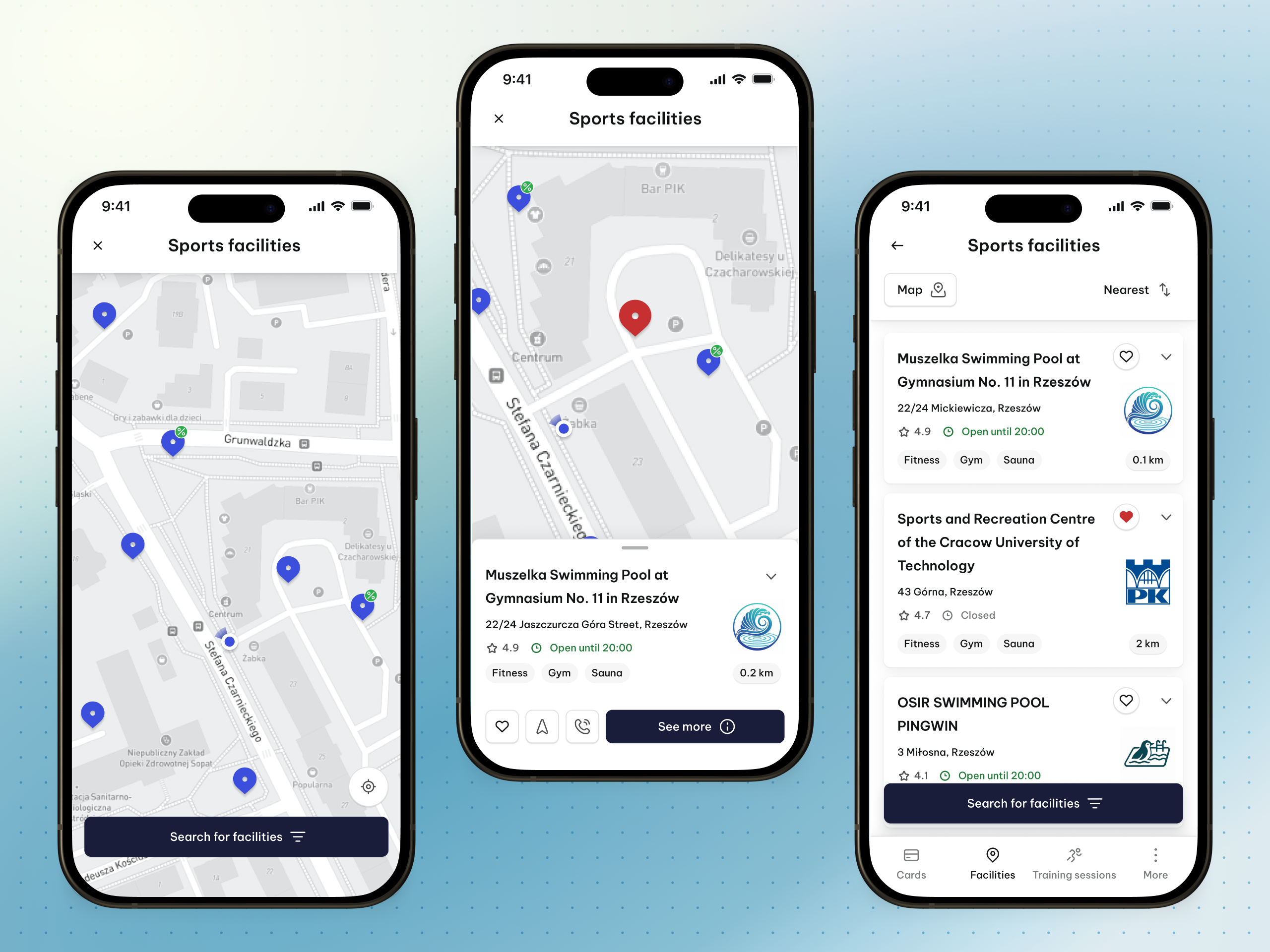 Example of Sports Facility Finder - Mobile App