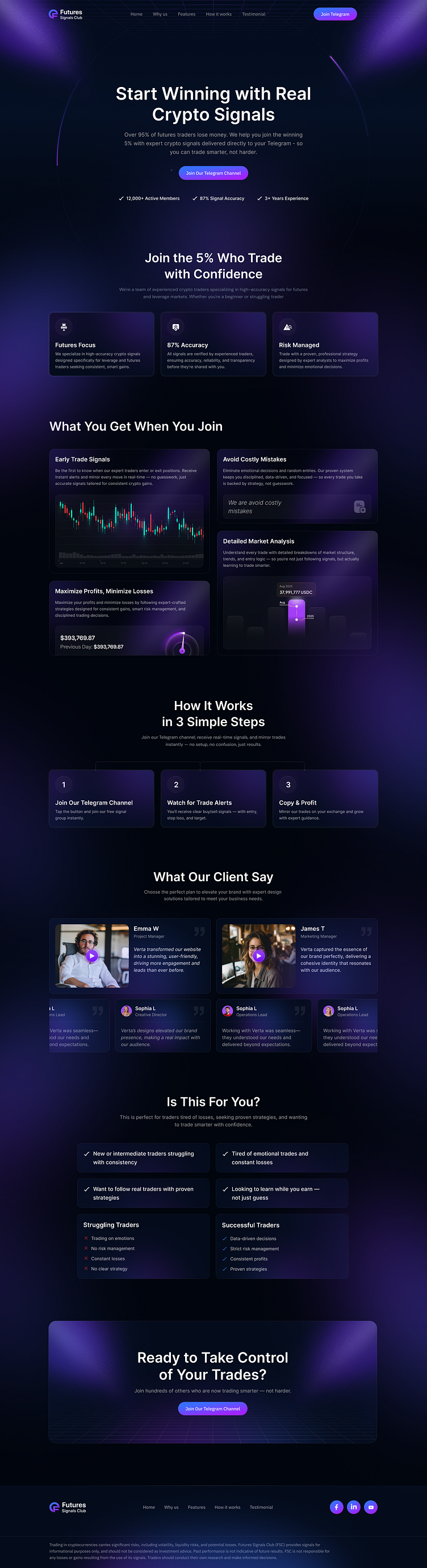 Crypto trading signal website design by Mostafijur Rahman on Dribbble