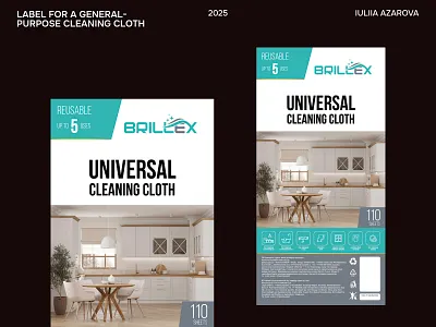 Cleaning Cloth Label Design clean design cleaning cloth cmyk consumer goods fmcg household goods icon design label design microfiber modern packaging packaging design print design product label quick scan retail design sales driven shelf appeal typography vector visual identity