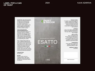 Three-Section Paint Can Label Design (Made in Italy) brand identity clean design cmyk color swatches construction materials hardware branding industrial design industrial packaging informative design made in italy packaging design paint can paint label print design product label retail design technical data three section label typography vector