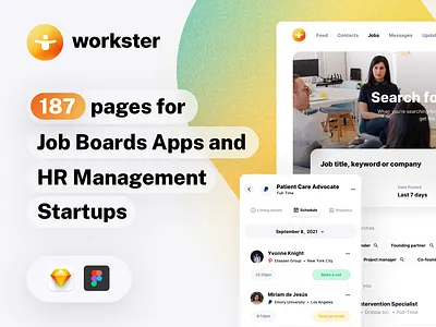 Workster UI kit for Job Boards websites app career dashboard employee search find employee hr hr app hr dashboard job board job desk job search linkedin search for a work ui ui kit ux work