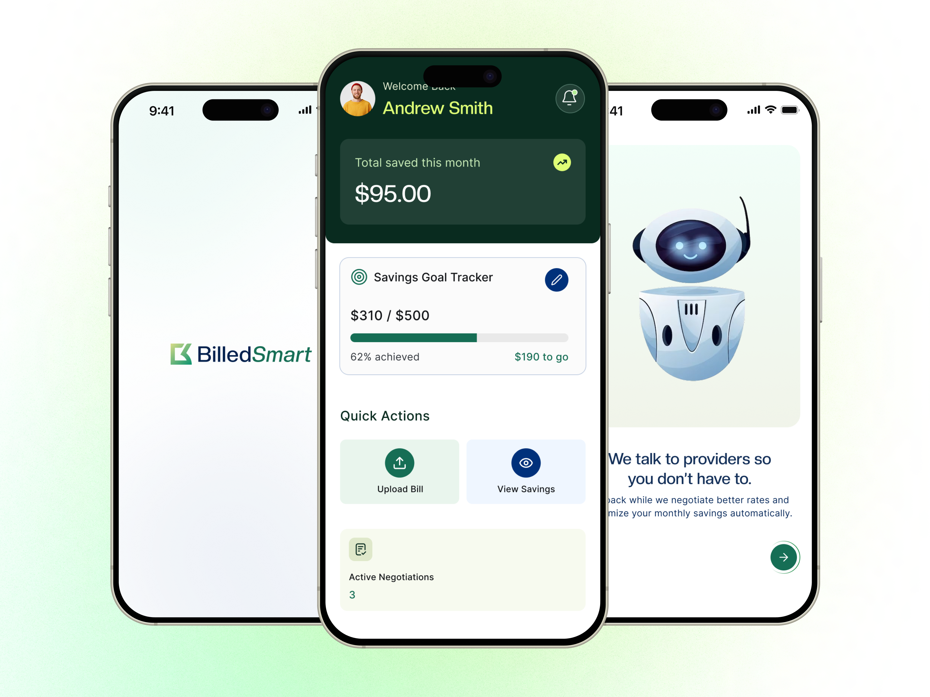 BilledSmart - AI Powered Bill Negotiation App 2026 design trend 2026 trends ai android app bill finance app fintech fintech app ui ios mobile app mobileapp modern ui design payment payment app split bill ui ux uxshakil