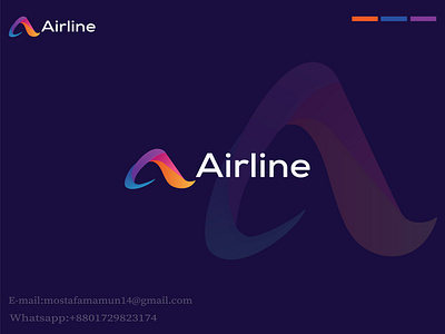 Airline modern latter logo branding design graphic design illustration logo minimal logo