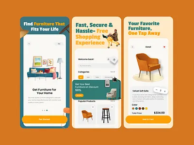 Furniture Ecommerce UI/UX Design | iOS & Android App Screenshot app design app screenshot branding design ecommerce app furniture app ui graphic design illustration logo mobile app motion graphics screenshot ui ui ux uiux ux vector