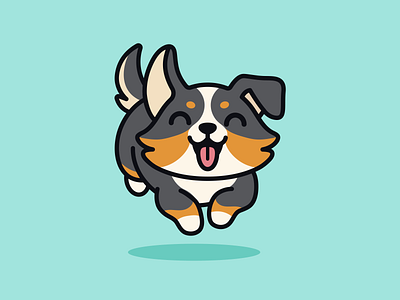 Running Dog Mascot adorable alfrey davilla border collie cartoon cheerful cute cute mascot dog illustration dog mascot fun happy illustration joyful jumping mascot logo playful positive running dog smiling vaneltia