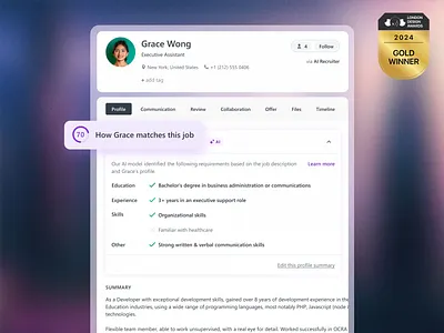 The Future of Hiring: AI in Recruitment award design product design recruiting ui ux