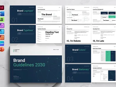 Brand Guidelines Template Landscape brand book brand design brand guidelines brand identity brand manual branding template corporate branding landscape layout style guide visual identity