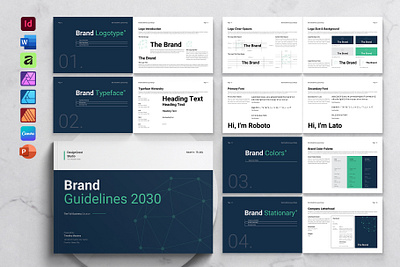 Brand Guidelines Template Landscape brand book brand design brand guidelines brand identity brand manual branding template corporate branding landscape layout style guide visual identity