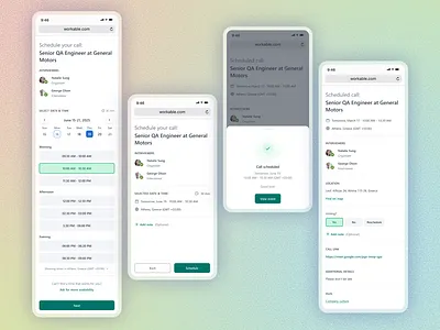 Easy interview scheduling — Mobile first design mobile product design recruiting ui ux