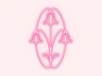 Posy Press Neon Emblem 80s atlanta branding design emblem flora flowers georgia glow graphic design leaves logo neon pink plant postmodern posy press sign studio tulips