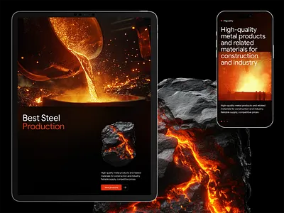 Ferrum – Steel Manufacturing Website 3d branding clean design figma generation graphic design manufacture metallurgy midjourney minimalism steel ui uiux webdesign website