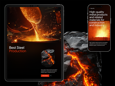 Ferrum – Steel Manufacturing Website 3d branding clean design figma generation graphic design manufacture metallurgy midjourney minimalism steel ui uiux webdesign website