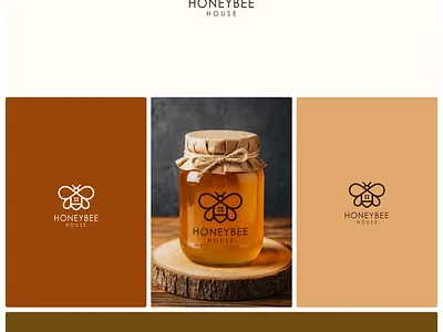 Honey Bee logo concept abstract logo bee bee logo creative food hive honey bee honey bee logo honey brand honey logo house logo minimal natural honey logo organic honey