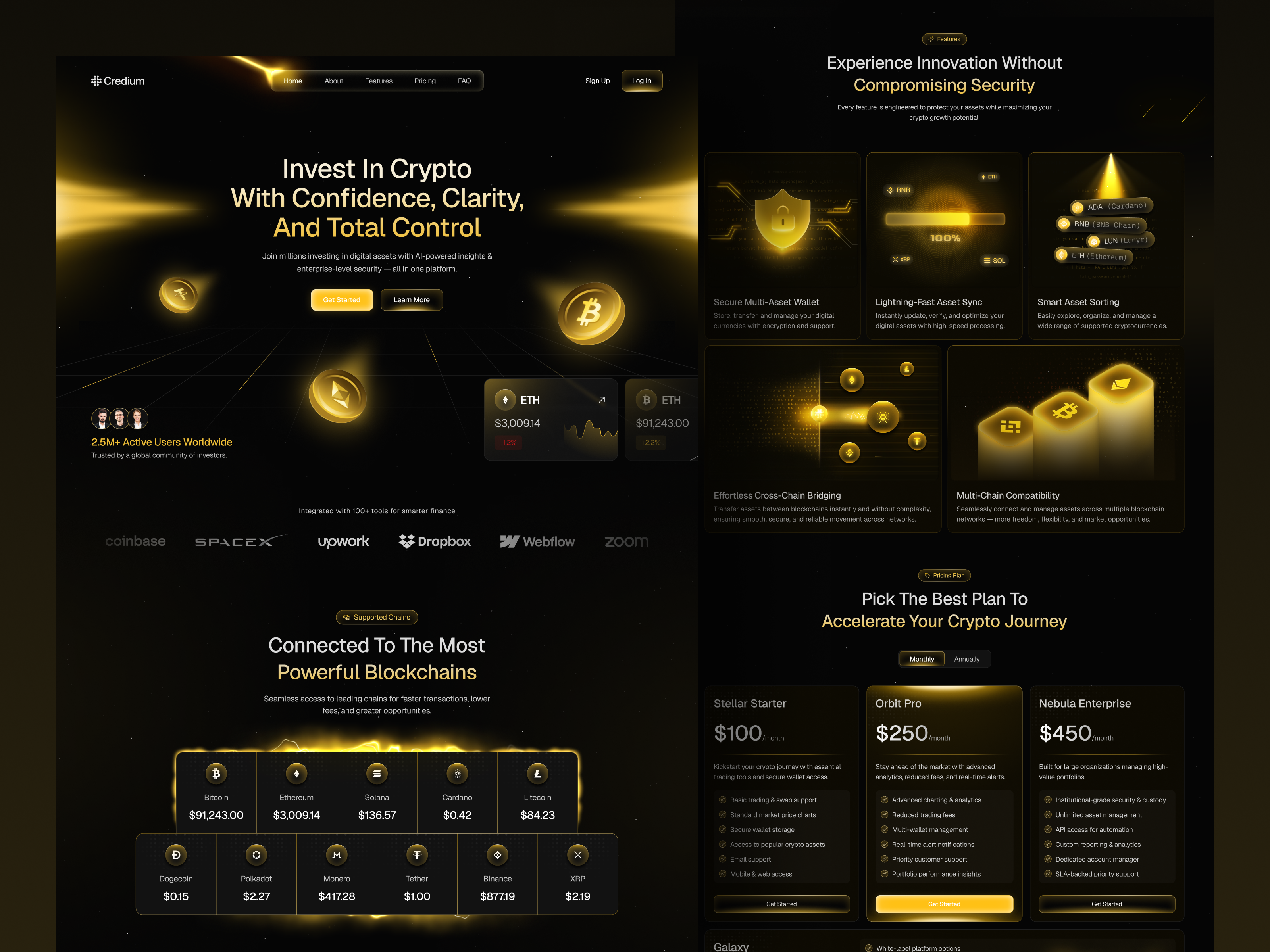 Credium - Crypto Wallet Landing Page banking bitcoin crypto crypto wallet cryptocurrency exchange finance financial financial design financial website fintech judha landing page modern saas saas landing page token uidesign wallet web3