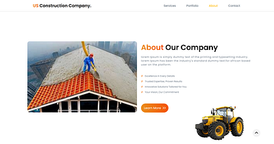 Modern Responsive Landing Page for a Construction Company construction company css frontend development htm javascript landing page design ui
