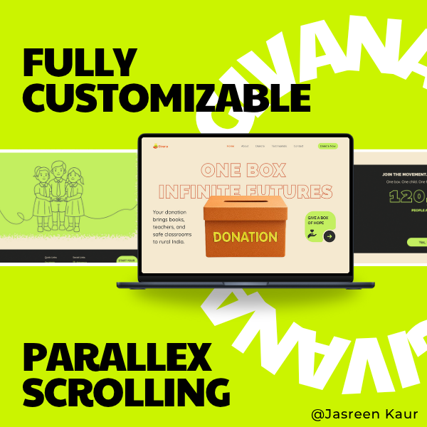 Donation Landing Page(Parallax Effect) animation motion graphics ui
